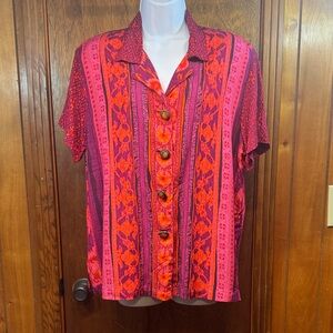 Carole Little Vibrant‎ Red and Pink Woman’s Shirt Size 14